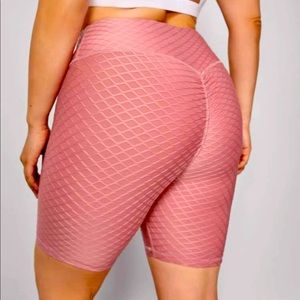Pink textured bike shorts
